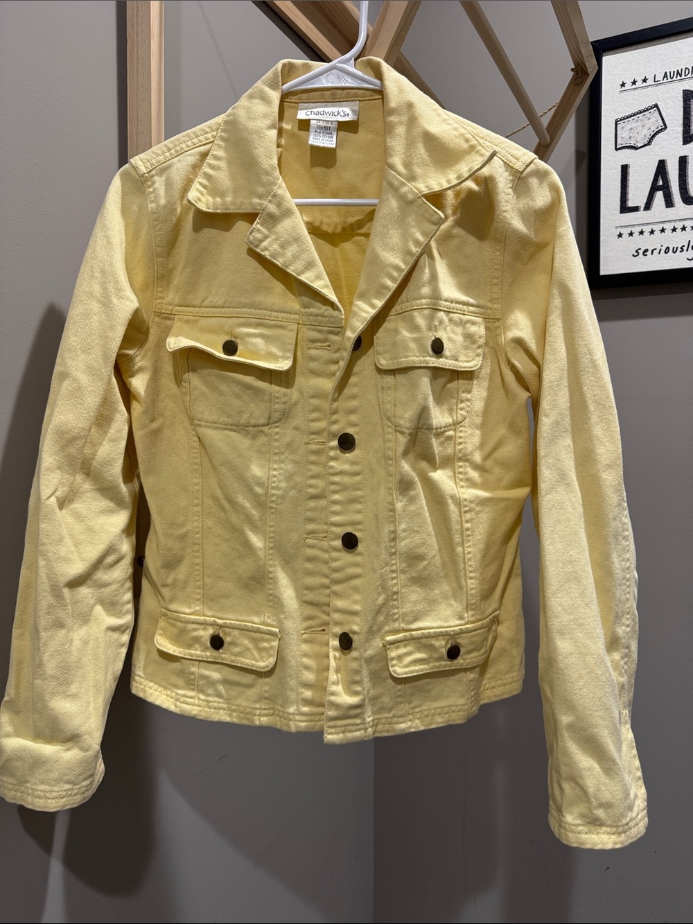 Chadwicks Pale Yellow Denim Jacket with Button-Front